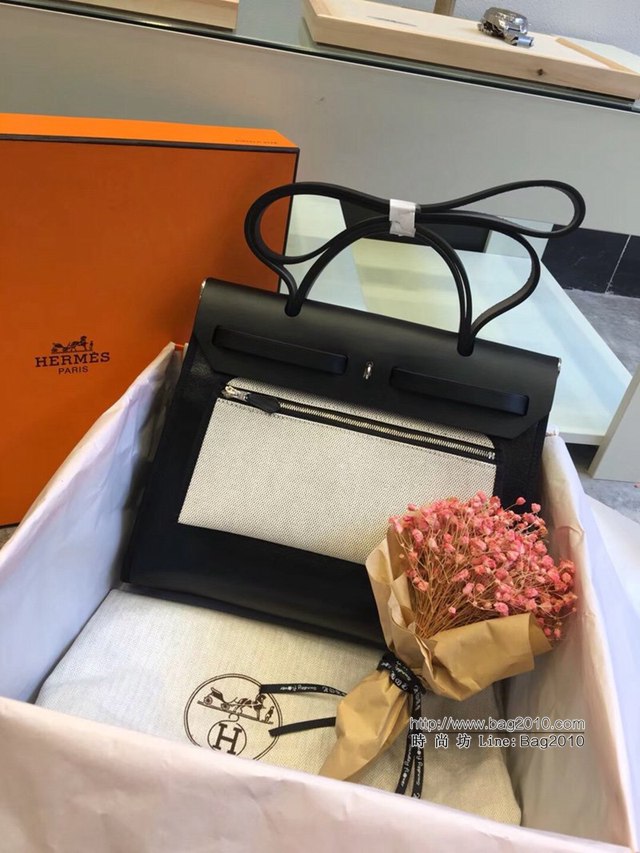Hermes包包 愛馬仕網紅色Herbag 手提肩背斜挎包 黑科技亮面款 男女同款  tdh2040